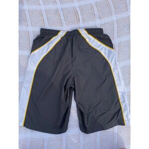 Nike Mens Basketball Shorts Black White Yellow Mesh Lined Size Medium Athletic